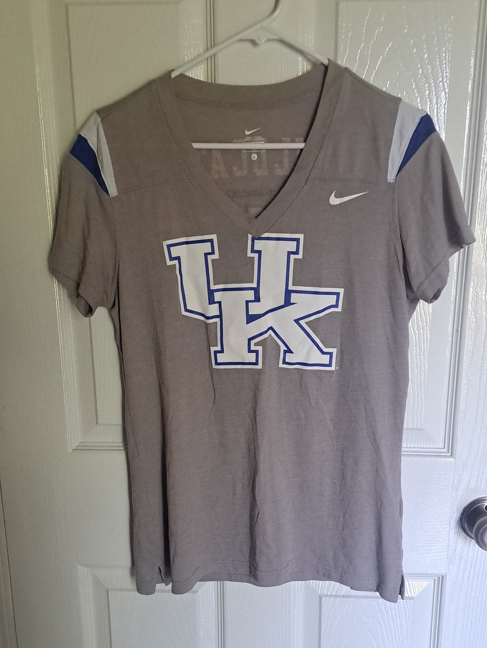 Nike Gray V-Neck UK Wildcats Tee with Blue Accents